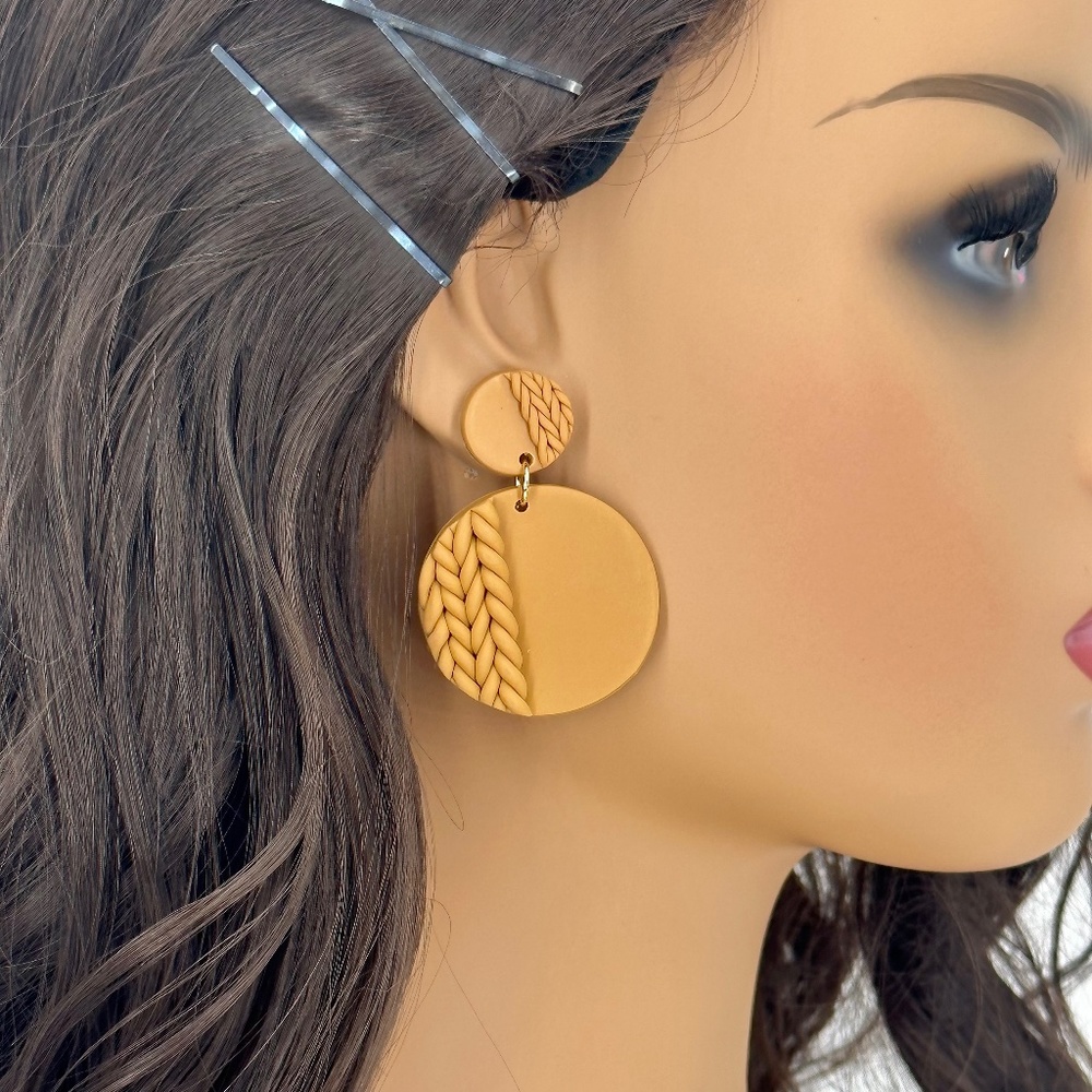 Fall Braided Round Drop Earrings
